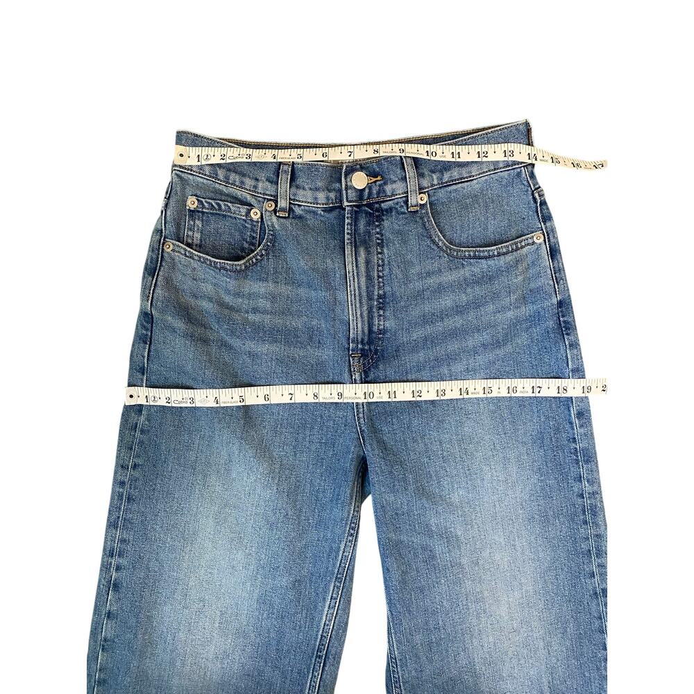 Everlane Wide Leg Jeans Womens 28R Cropped Raw Hem Blue Denim High Rise - Picture 3 of 13